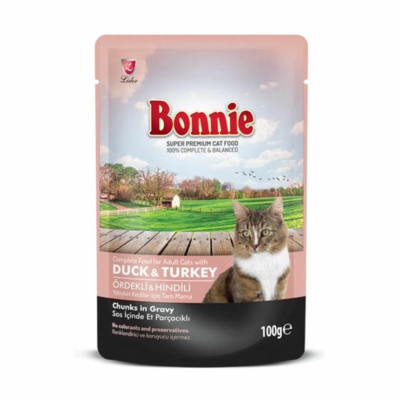 Bonnie Pouch Ördek Ve Hindi Etli Gravy Kedi Konserve 100 Gr