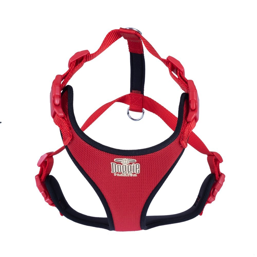 Doggie Havalı Dokumadan El Yapımı Köpek Göğüs Tasması XXL-2,5X70-80cm - Red