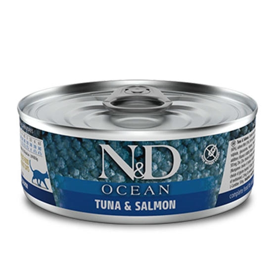 N&D Ocean - Alabalıklı. Somonlu ve Karidesli Tahılsız Yetişkin Kedi Konservesi 70gr