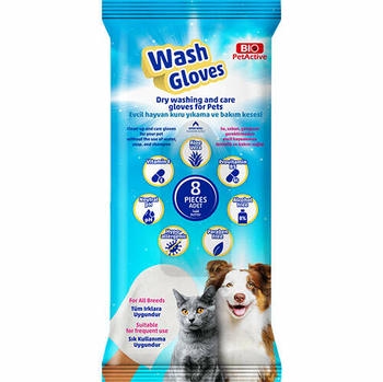 Bio PetActive Kedi Köpek Temizleme Eldiveni 8 li Paket