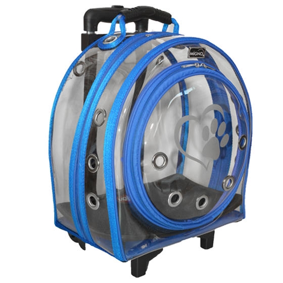 Migno Valiz Tipi Çekçekli Kedi Taşıma Mavi 50x20x42 cm