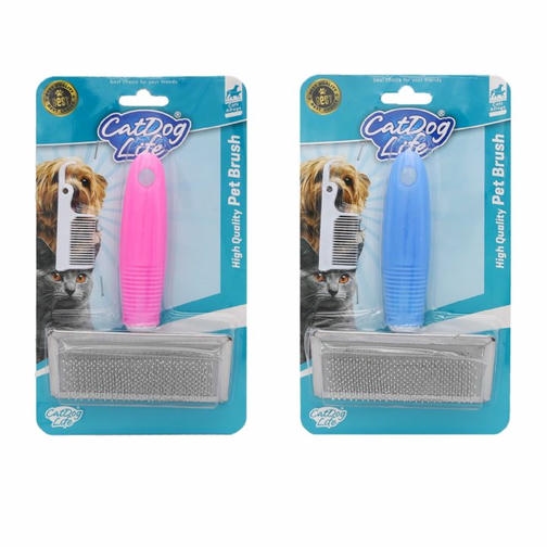 CatDogLife Metal Çerçeveli İnce Tel Kedi Köpek Tüy Toplama Tarağı 10x16cm