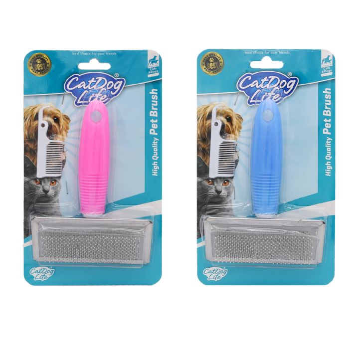 CatDogLife Metal Çerçeveli İnce Tel Kedi Köpek Tüy Toplama Tarağı 10x16cm