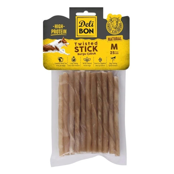 Delibon Deri Burgu Çubuk Orta Boy 25Li Paket Natural