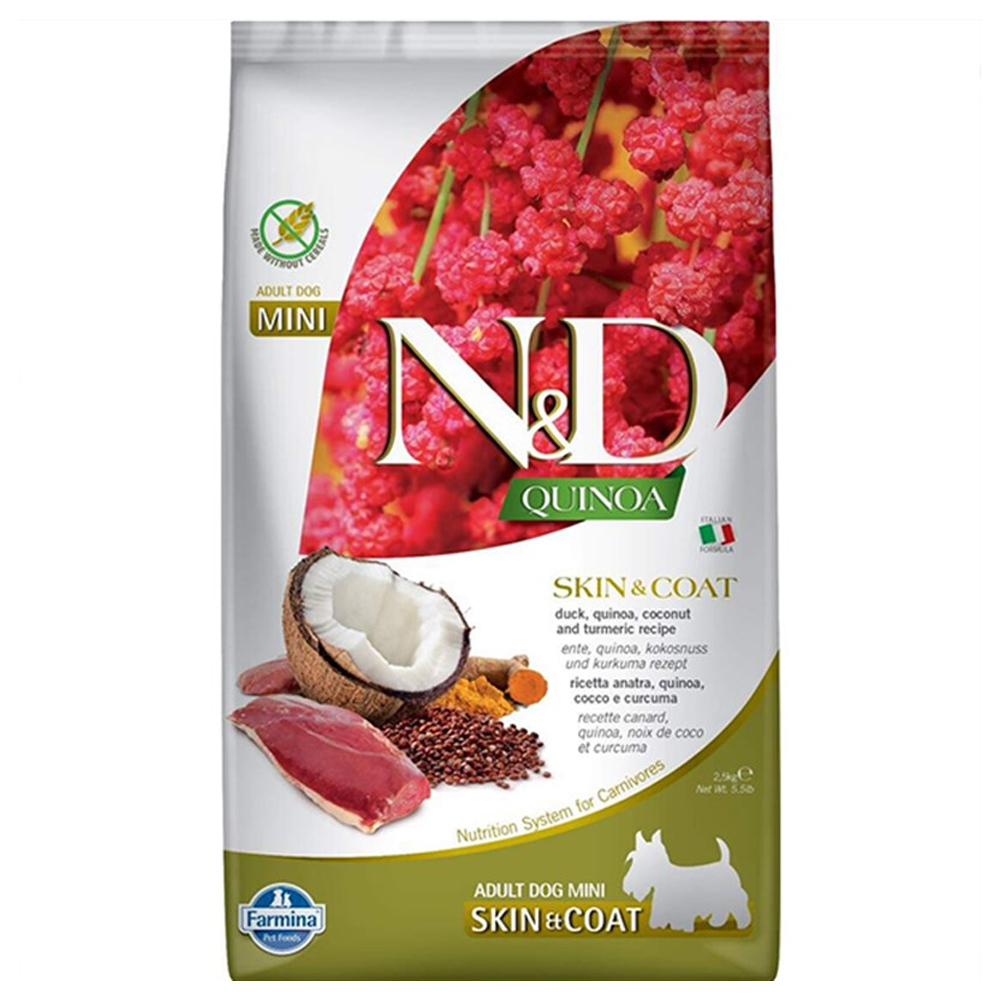 N&D Quinoa - Skin&Coat Ördekli ve Kinoalı Deri ve Tüy Sağlığı İçin Küçük Irk Yetişkin Köpek Maması 2,5KG