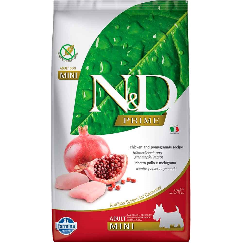 N&D Prime - Tavuklu ve Narlı Tahılsız Küçük Irk Yetişkin Köpek Maması 2,5KG