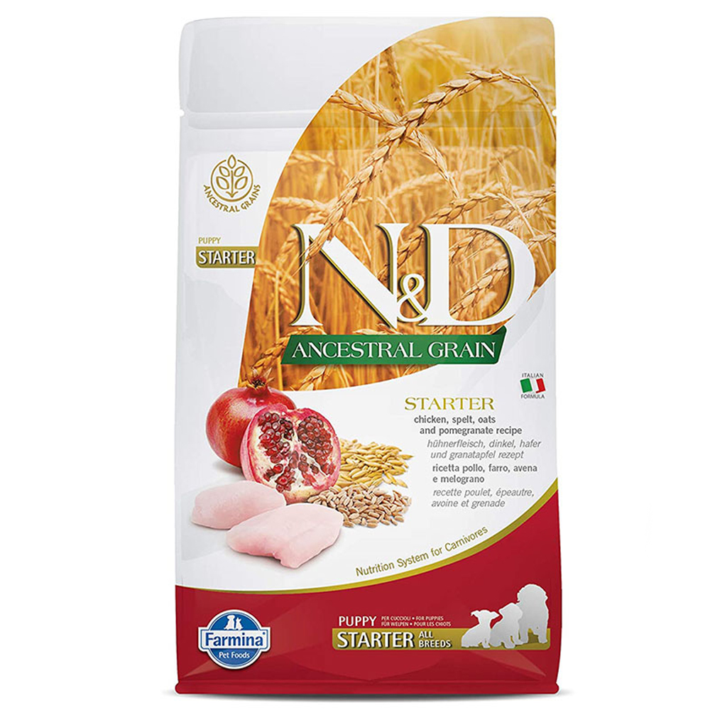 N&D Ancestral Grain - Düşük Tahıllı Starter Tavuklu ve Narlı Anne ve Yavru Köpek Köpek Maması 2,5KG