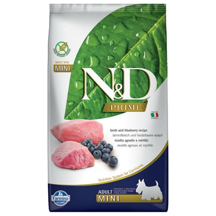 N&D Prime - Kuzulu ve Yaban Mersinli Tahılsız Küçük Irk Yetişkin Köpek Maması 800gr