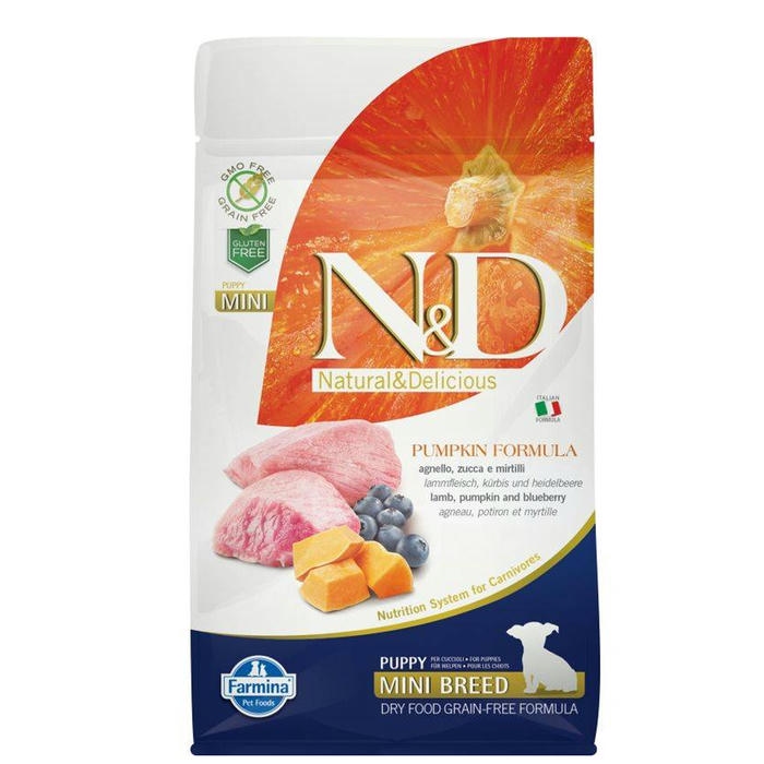 N&D Pumpkin - Kuzulu, Balkabaklı ve Yaban Mersinli Küçük Irk Yavru Köpek Maması 800gr