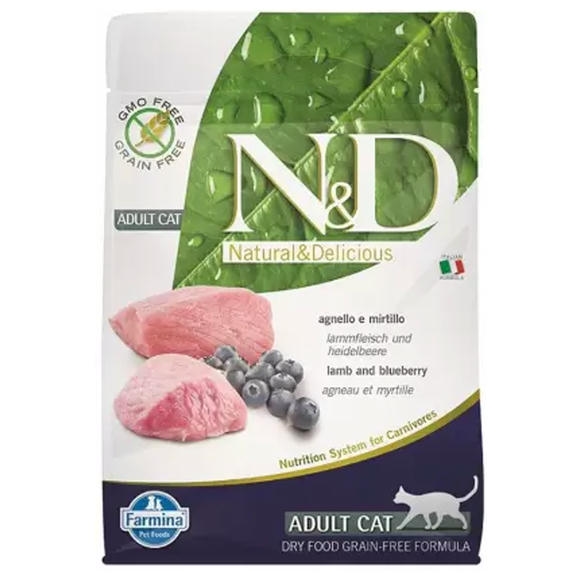 N&D Prime - Kuzulu ve Yaban Mersinli Tahılsız Yetişkin Kedi Maması 300gr