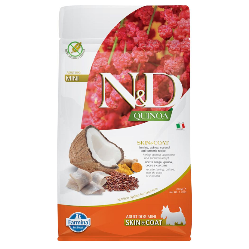 N&D Quinoa - Skin&Coat Ringa Balıklı ve Kinoalı Deri ve Tüy Sağlığı İçin Küçük Irk Yetişkin Köpek Maması 800gr