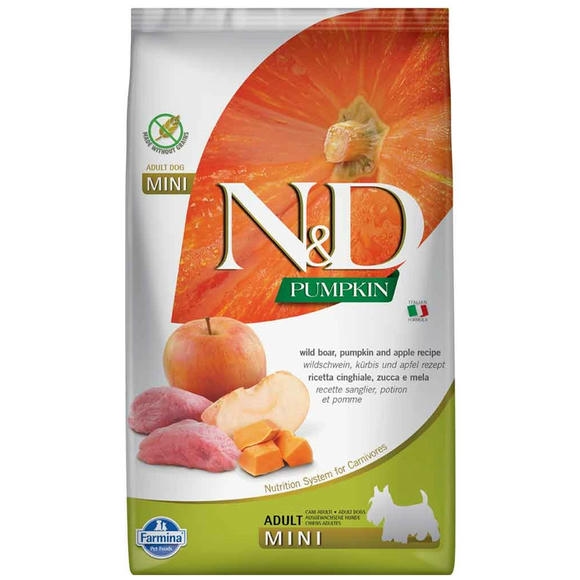 N&D Pumpkin - Yaban Domuzlu, Balkabaklı ve Elmalı Küçük Irk Yetişkin Köpek Maması 800gr
