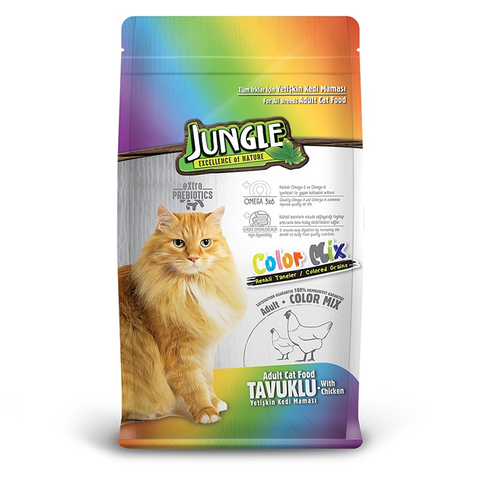 Jungle Renkli Taneli Yetişkin Kedi Maması 15 KG