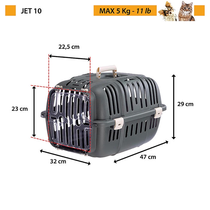 Ferplast Jet 10 Kedi-Köpek Taşıma Çantası Gri 32x47x29 cm