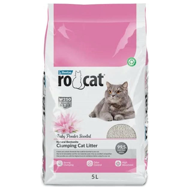 RoCat Bebek Pudrası Kokulu Topaklaşan Kedi Kumu İnce Taneli 5 LT