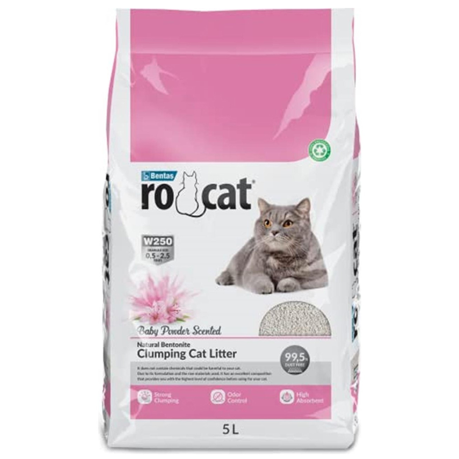 RoCat Bebek Pudrası Kokulu Topaklaşan Kedi Kumu İnce Taneli 5 LT