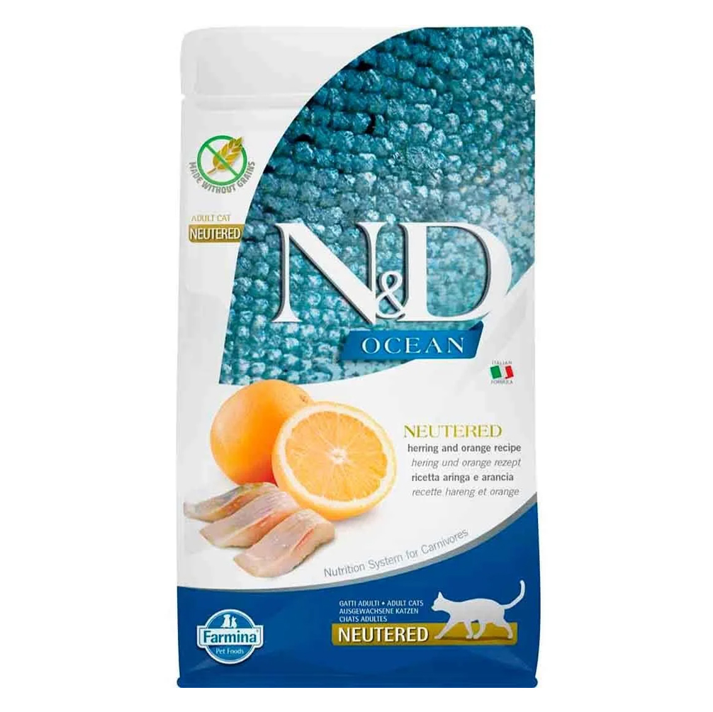 N&D Ocean - Ringa Balıklı ve Portakallı Tahılsız Kısırlaştırılmış Kedi Maması 300gr