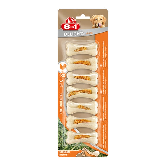 8IN1 Delights Strong Tavuklu Köpek Çiğneme Kemiği (7'li) 140Gr