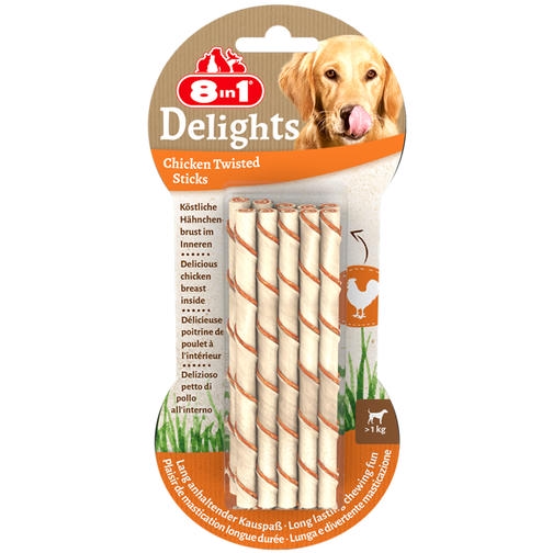 8IN1 Delights Bones Tavuklu Burgu Köpek Çiğneme Çubuk (10'lu) 55gr