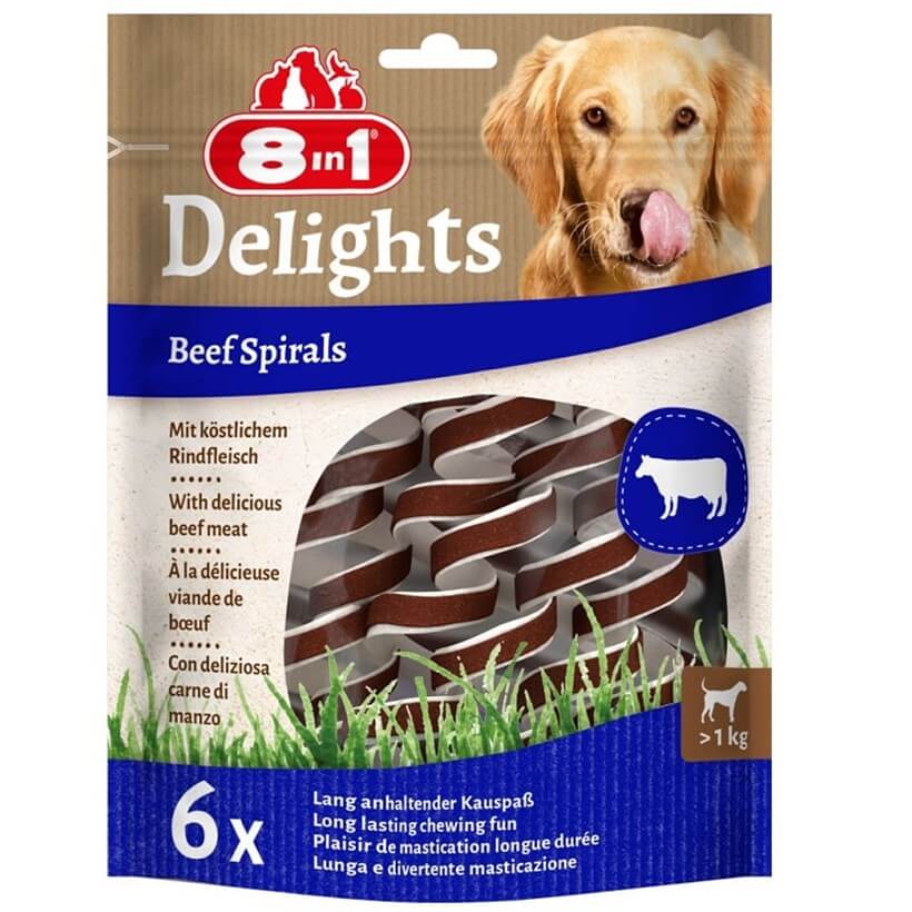 8IN1 Smart Delights Beef Spirals Biftekli Burgu Köpek Kemiği (6'lı) 85gr