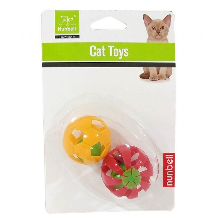 Nunbell İkili Çıngıraklı Top Kedi Oyuncağı (Karışık Renklerde)