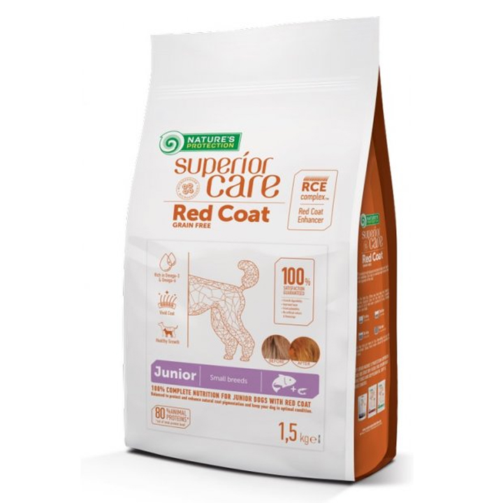 Natures Protection Junior Red Coat Küçük Irk Kızıl Yavru Köpek Köpek Maması 1.5 Kg
