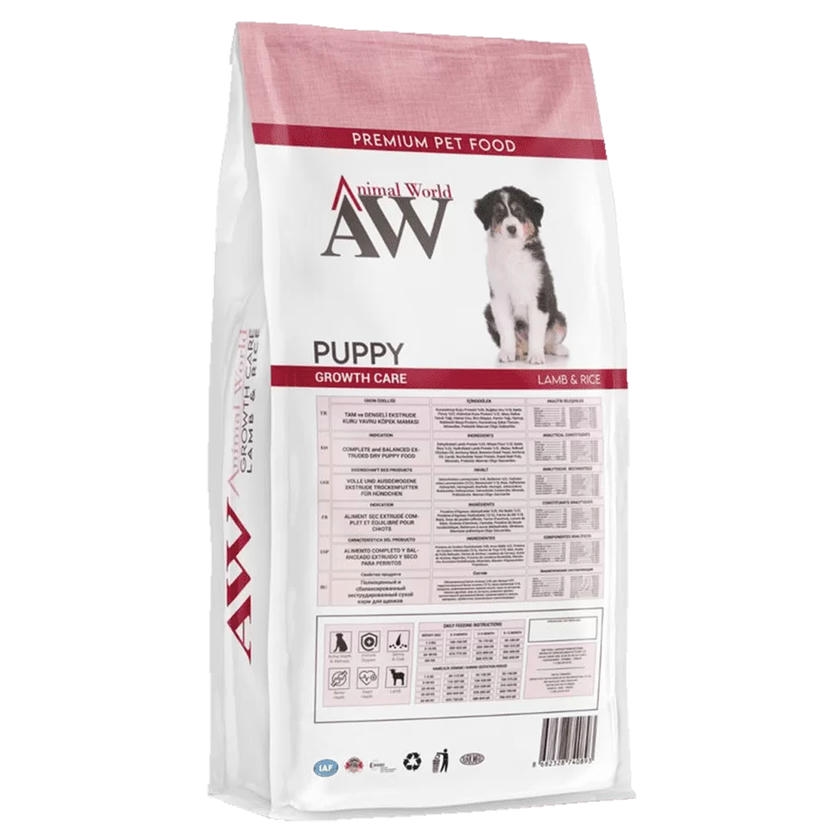 Animal World Growth Care Kuzulu ve Pirinçli 15 Kg Yavru Köpek Maması