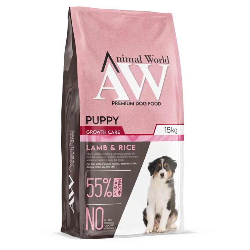 Animal World Growth Care Kuzulu&Pirinçli Yavru Köpek Maması 15 Kg