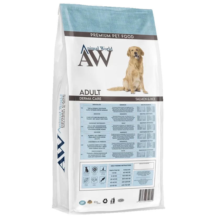 Animal World Derma Care Somonlu ve Pirinçli 15 Kg Yetişkin Köpek Maması