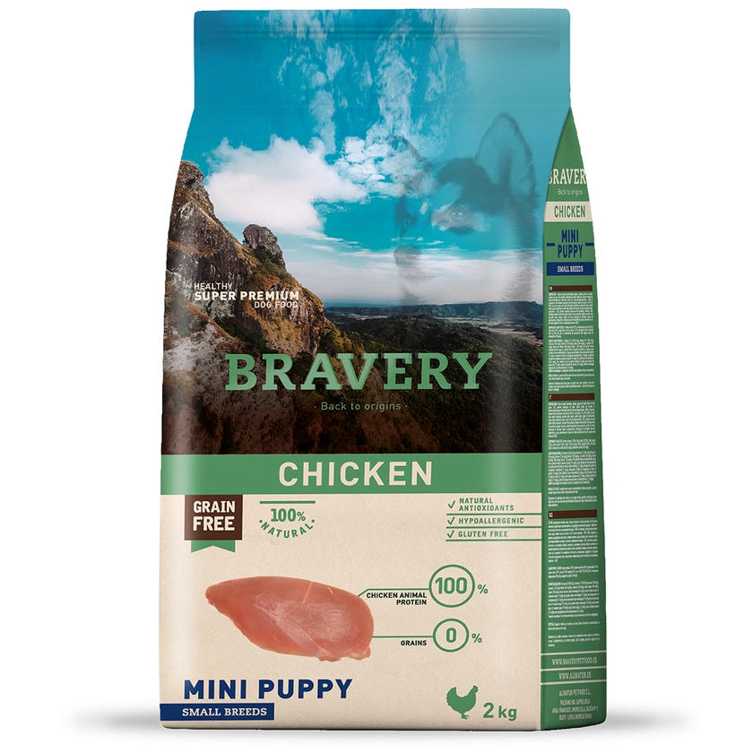 Bravery PUPPY Hypo-Allergenic Tavuklu Monoprotein Tahılsız Küçük Irk Yavru Köpek Maması 2KG