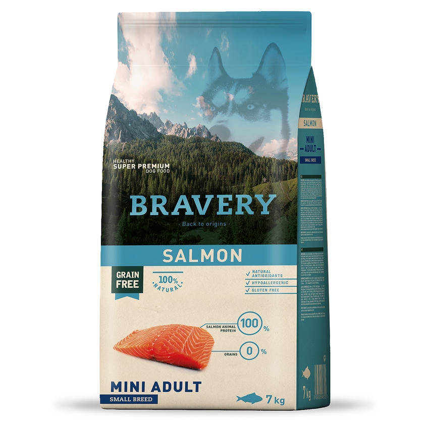 Bravery ADULT Hypo-Allergenic Somonlu Monoprotein Tahılsız Küçük Irk Köpek Maması 7KG