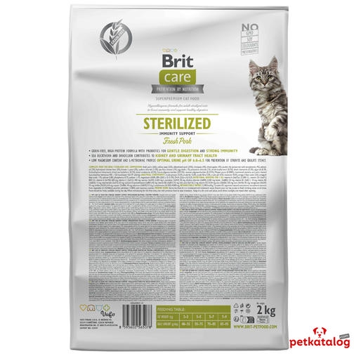 Brit Care Grain-Free Sterilised Immunity Support غذای گربه عقیم شده 2 Kg با گوشت خوک