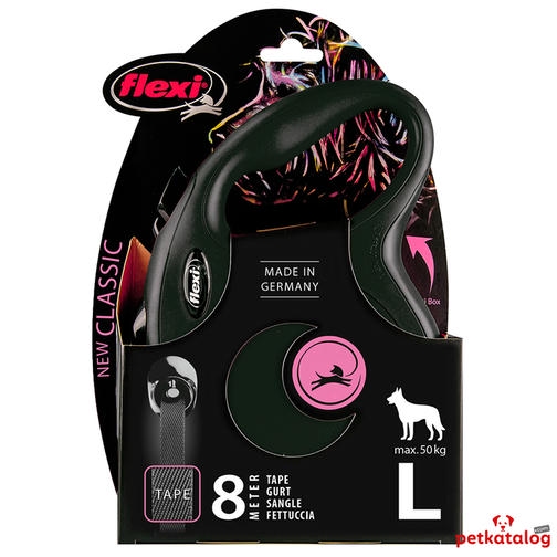 Flexi New Classic Şerit Otomatik Gezdirme Tasması Siyah [Large] 8m
