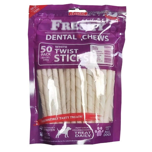 Freshy Dental Twists Beyaz Burgu Çubuk 50'li