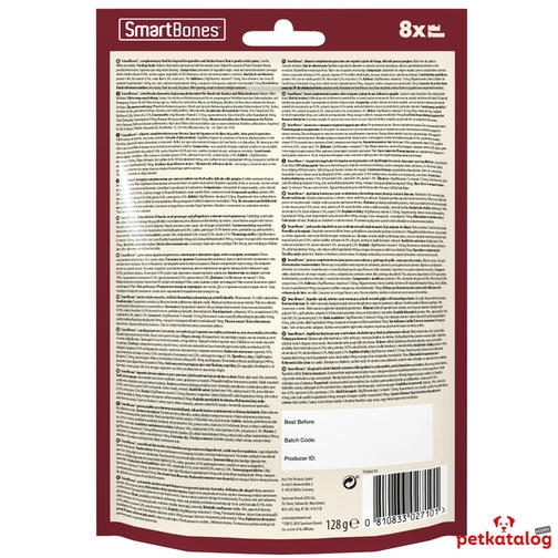 Smart Bones Tavuklu Mini Düğüm Köpek Ödülü Çiğneme Kemiği 8'li (128 gr)