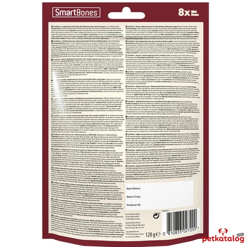 Smart Bones Tavuklu Fıstık Ezmeli Mini Köpek Ödülü Çiğneme Kemiği 8'li (128 gr)