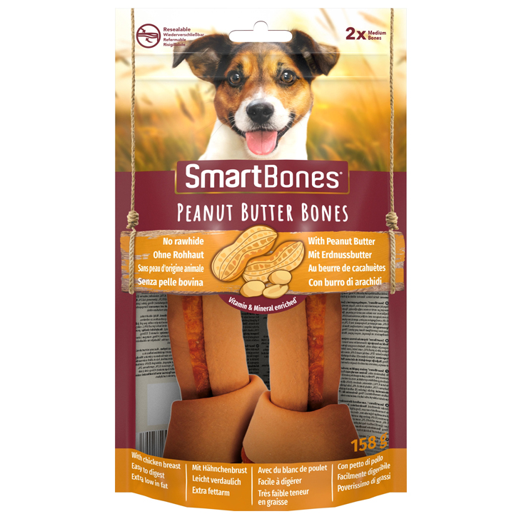 Smart Bones Fıstık Ezmeli Medium Köpek Ödülü Çiğneme Kemiği 2'li (158 gr)
