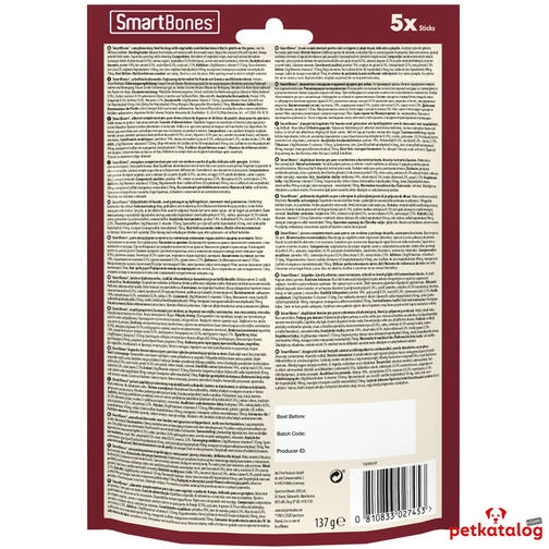 Smart Bones Tavuklu Büyük Köpek Ödülü Burgu Çiğneme Kemiği 5'li (125 gr)