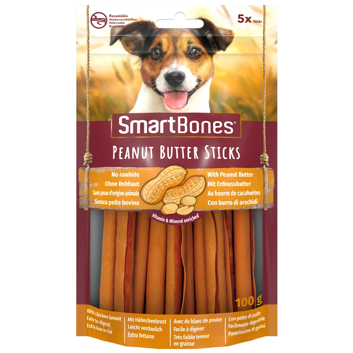 Smart Bones Fıstık Ezmeli Sticks Köpek Ödülü Çiğneme Kemiği 5'li (100 gr)