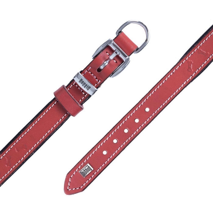 Doggie Yumuşak Dokulu Kemik Desenli Köpek Boyun Tasması Kırmızı 2x30-35cm