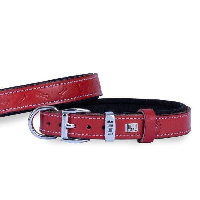 Doggie Yumuşak Dokulu Kemik Desenli Köpek Boyun Tasması Kırmızı 2x30-35cm