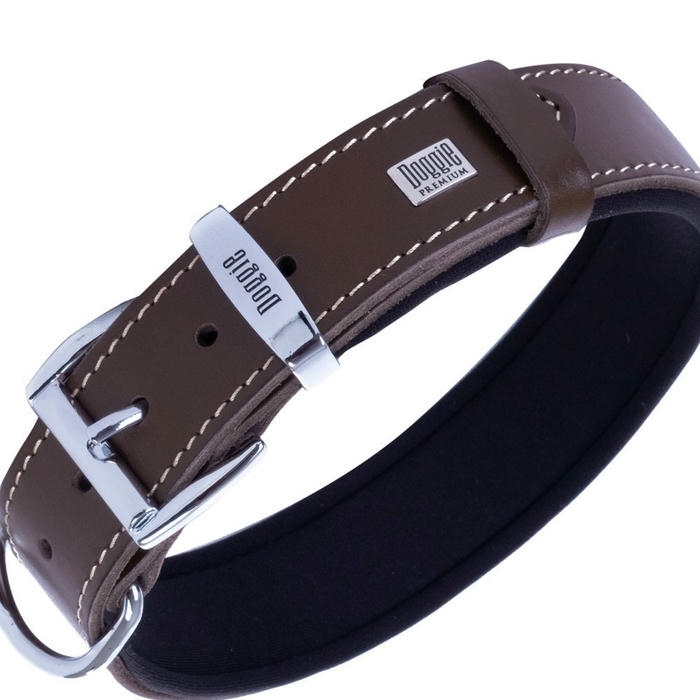 Doggie Comfort Deri Kemik Desenli Köpek Boyun Tasması Kahverengi 3.5x52-60 Cm