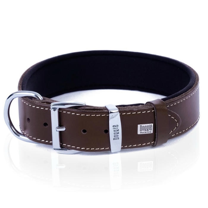 Doggie Comfort Deri Kemik Desenli Köpek Boyun Tasması Kahverengi 3.5x52-60 Cm