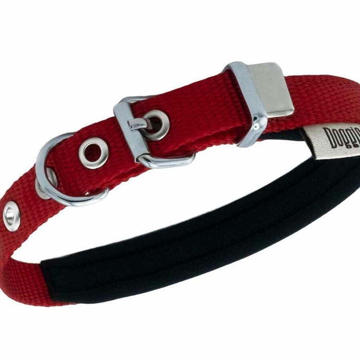 Doggie Dokuma Softlu Sade Köpek Boyun Tasması Kırmızı 2x30-35 cm