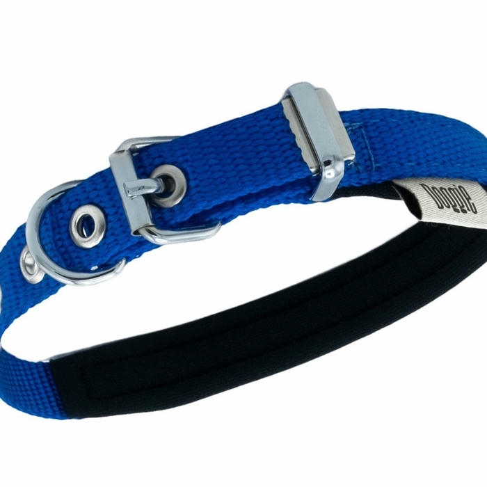 Doggie Dokuma Softlu Sade Köpek Boyun Tasması Mavi 3x42-50cm