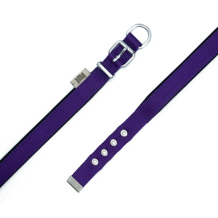 Doggie Dokuma Softlu Sade Köpek Boyun Tasması Mor 2,5x42-50 cm
