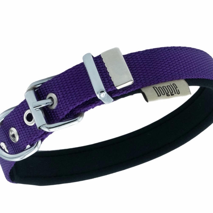 Doggie Dokuma Softlu Sade Köpek Boyun Tasması Mor 3x42-50cm