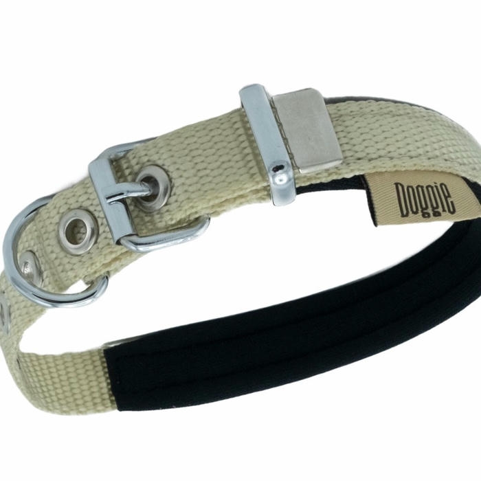 Doggie Dokuma Softlu Sade Köpek Boyun Tasması Haki 2x35-40cm