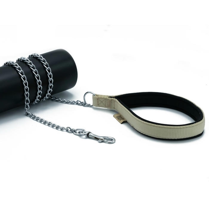 Doggie Konforlu Dokumadan El Yapımı Zincirli Köpek Gezdirme Kayışı Haki 2,5X110Cm