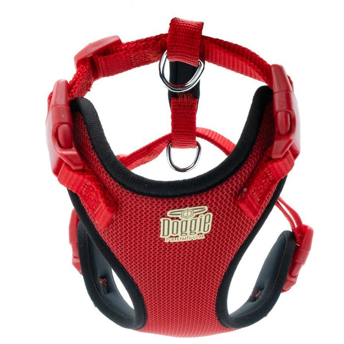 Doggie Havalı Dokuma Köpek Göğüs Tasması Kırmızı 1.5x40-50cm